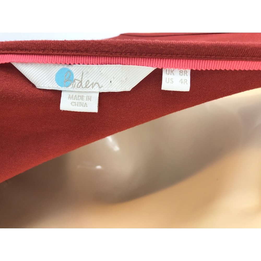 Boden Elina Midi Sleeveless Jersey V-Neck Dress Rust 4 Regular - Picture 6 of 8